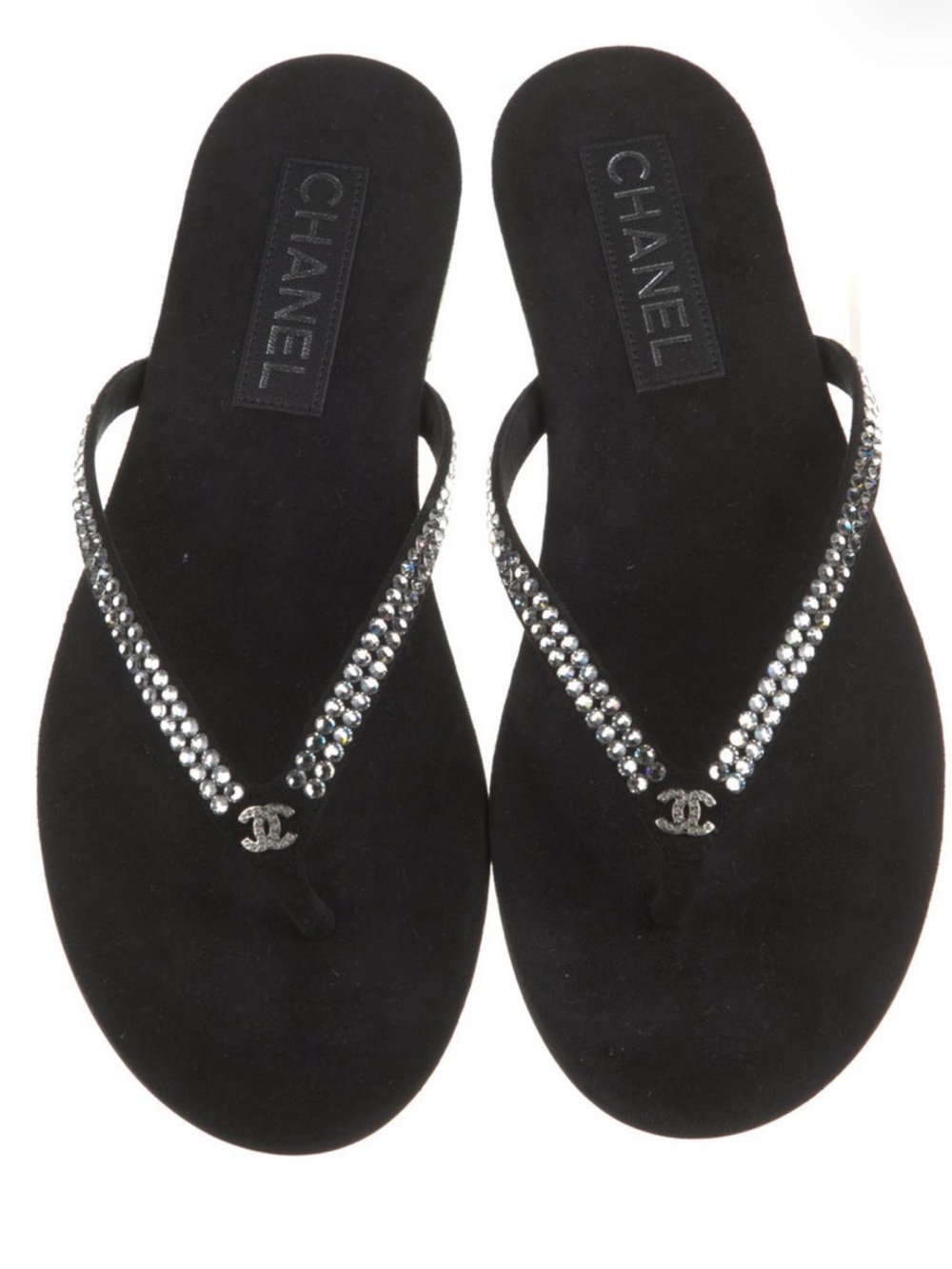 Chanel Interlocking CC Logo Flip Flops w Tags